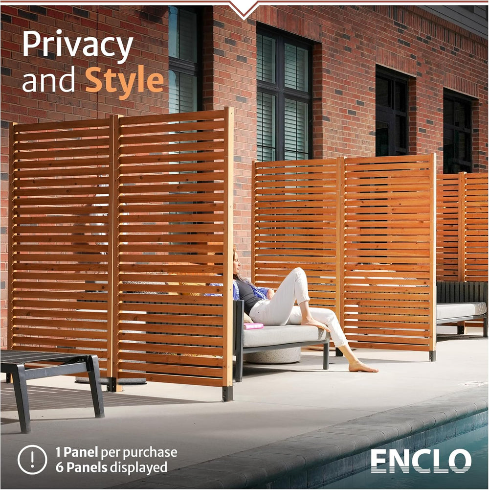 Enclo Slatted Freestanding/Surface Mounted Privacy Screen, Cedar Wood