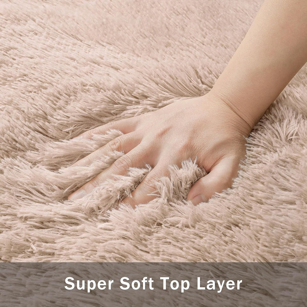 8x10 Area Rug for Living Room,Beige Fluffy Shag Non-Slip Bedroom Rugs