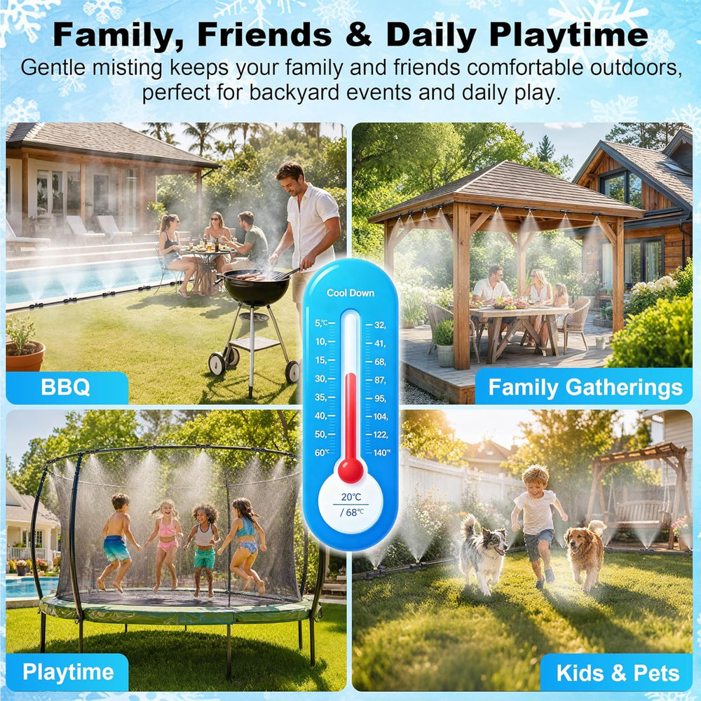 Thiswing 100 FT Dual-Line Misting Cooling System with 24 Brass Nozzles