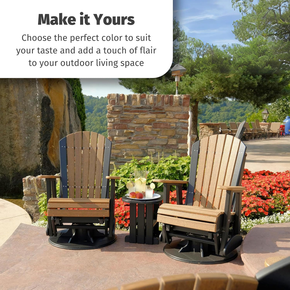 LuxCraft 2' Adirondack Outdoor Swivel Glider Chair, Patio Gliding Rocker,...