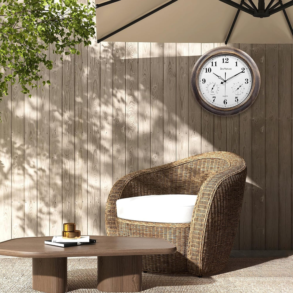 Outdoor Clock 18 Inch, Large Outdoor Clocks Waterproof Weatherproof with Ther...