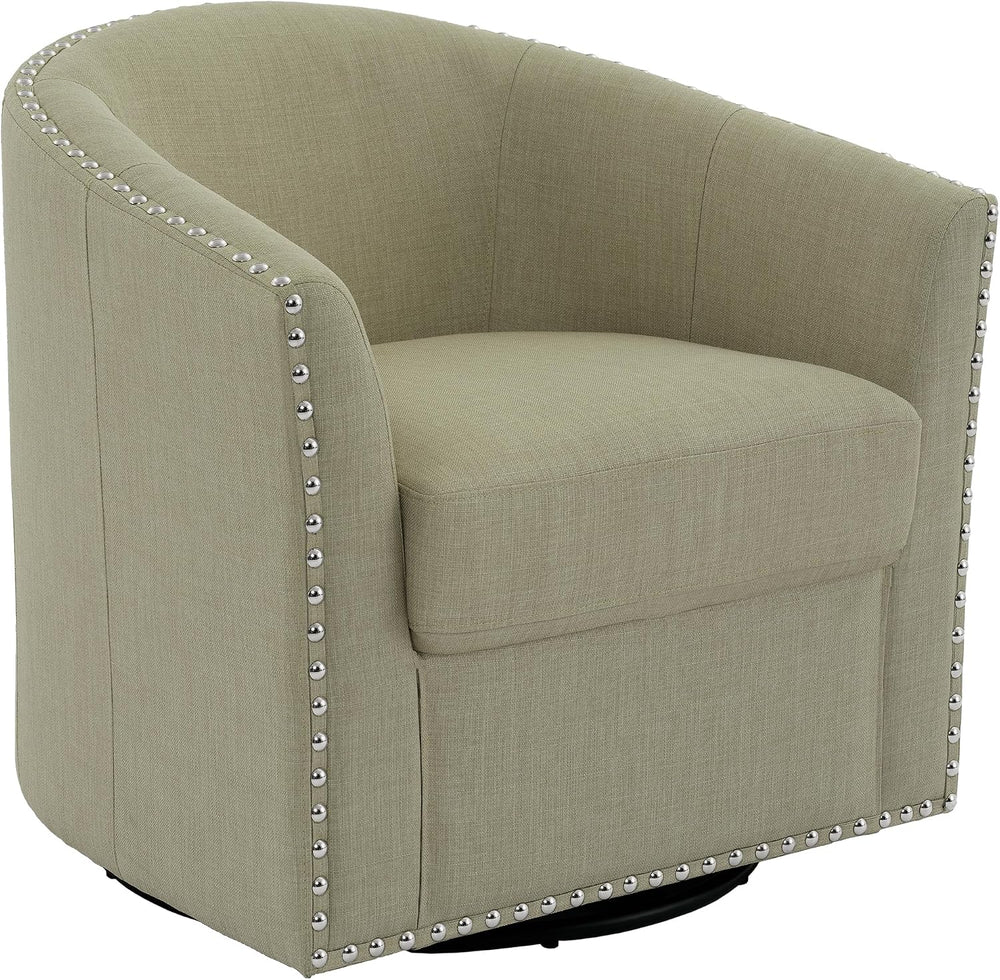 Mid-Century Modern Swivel Barrel Accent Chair, Light Camel, Set of 1