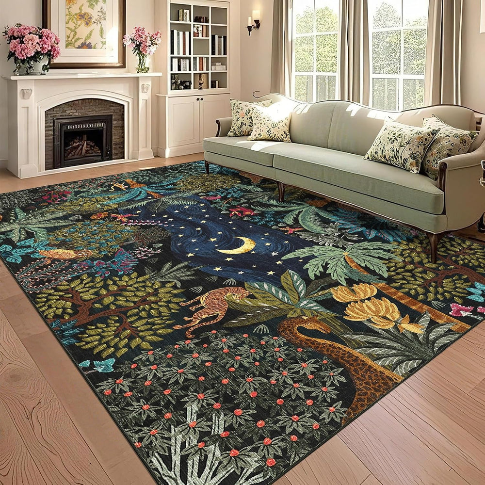 GarveeHome 6x9 Area Rug Jungle Green Washable Rugs for Living Room Bedroom, S...