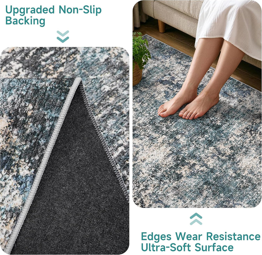 Area Rug 12x15 Living Room: Washable Low Pile Stain Resistant Indoor Carpet