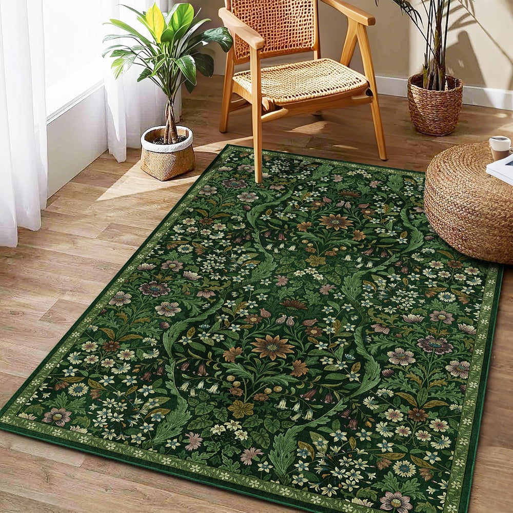 3x5 Floral Area Rug Soft Low Pile Boho Carpet for Living Room