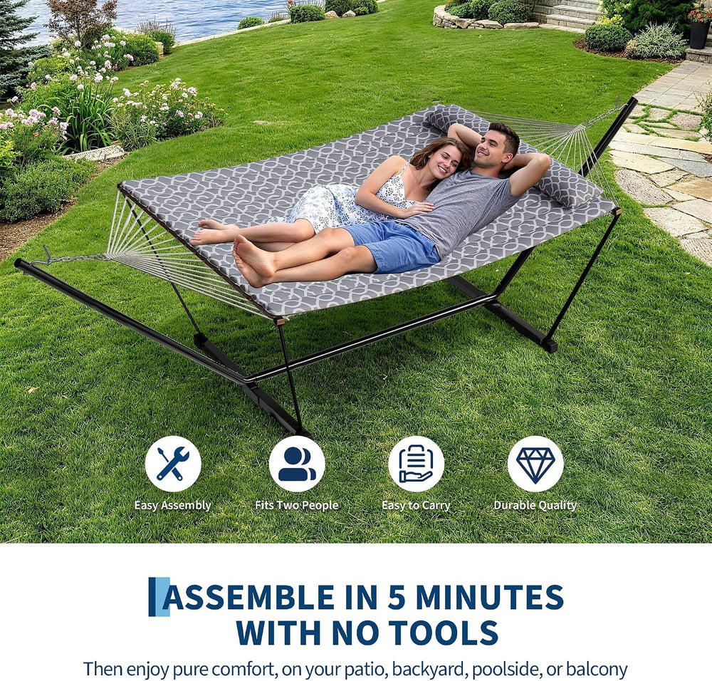 Garvee 2 Person Portable Double Hammock for Outdoor with Pillow, Heavy Duty P...