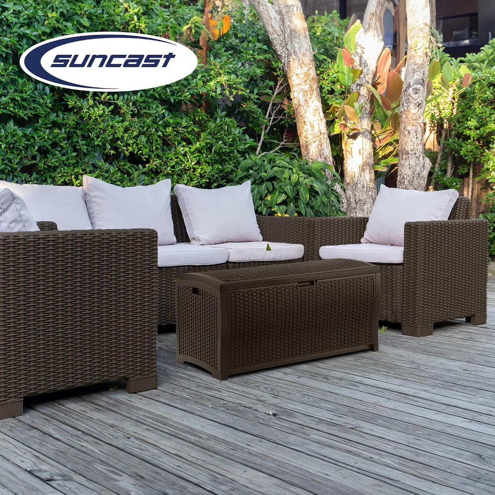 Suncast Outdoor Storage Box - 73 Gallon Mocha Brown Deck Box for Patio, weath...