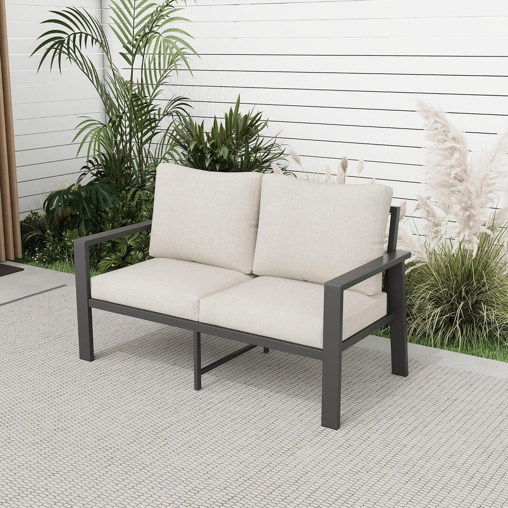 Aluminum Outdoor Furniture Loveseat with Thick Cushion Patio Love Seat Sofa