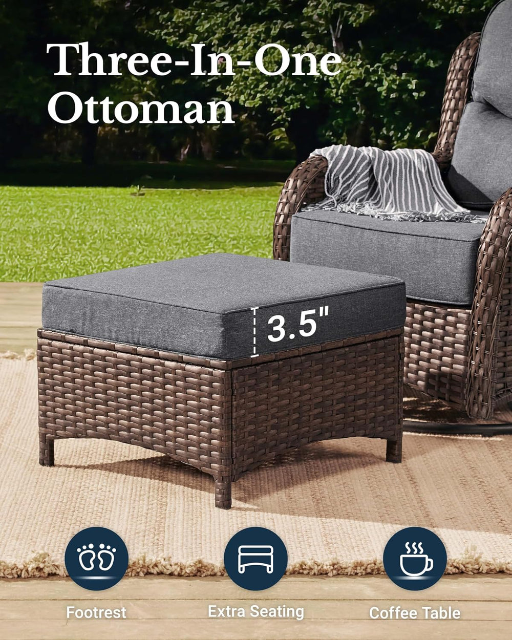 HILLGA Luxury Outdoor Patio Furniture Set with 6-Inch Thick Cushions