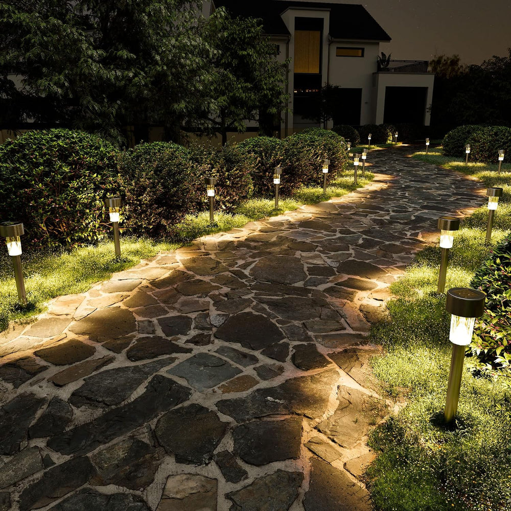 SOLPEX 24 Pack Solar Lights Outdoor, Stainless Steel Solar Pathway Lights