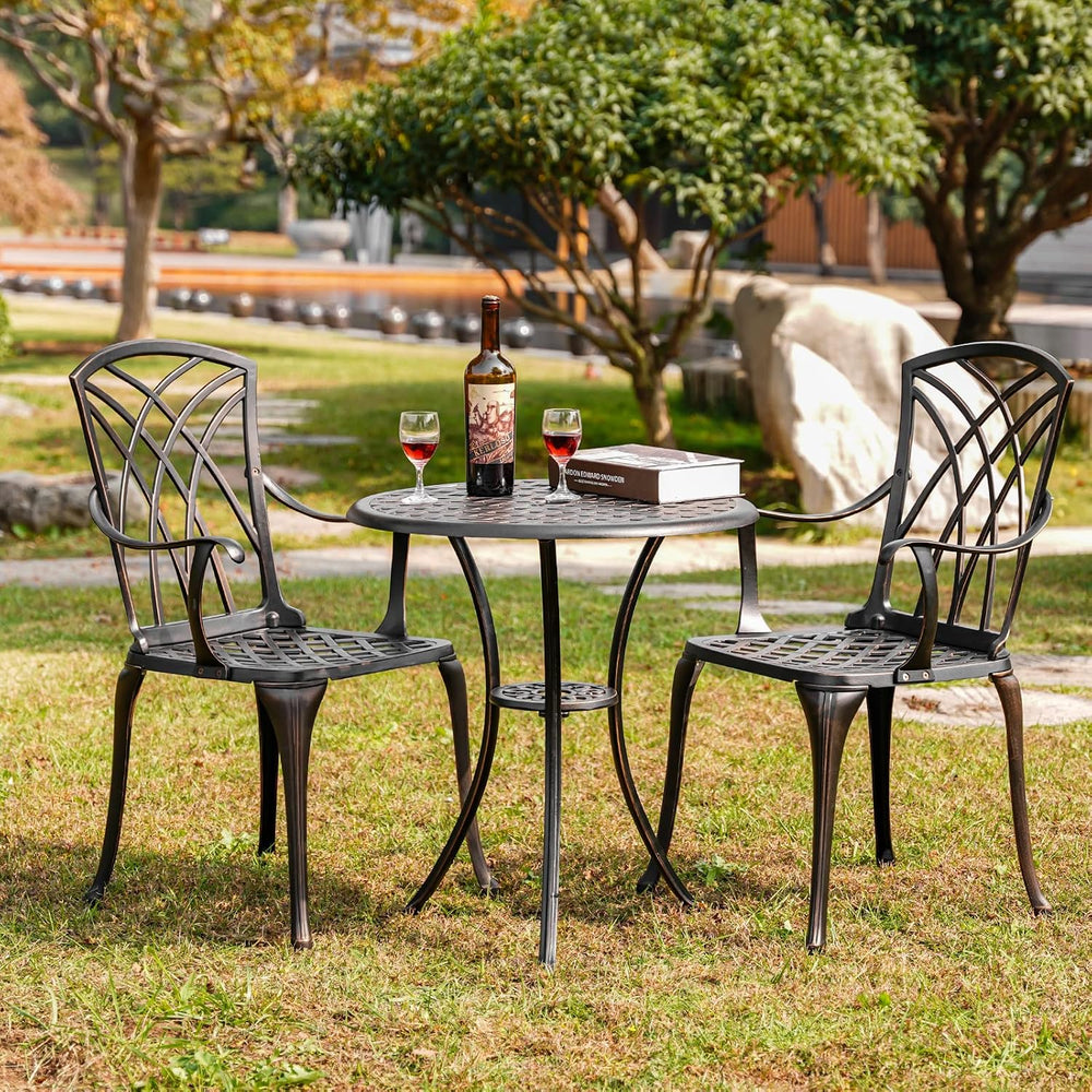 3 Piece Bistro Set Cast Alumiunm Bistro Table and Chairs Set 2