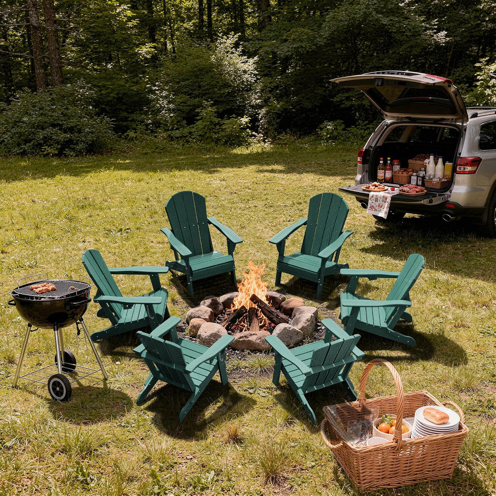 AreShark HDPE Folding Adirondack Chair with Cup Holder, Aruba