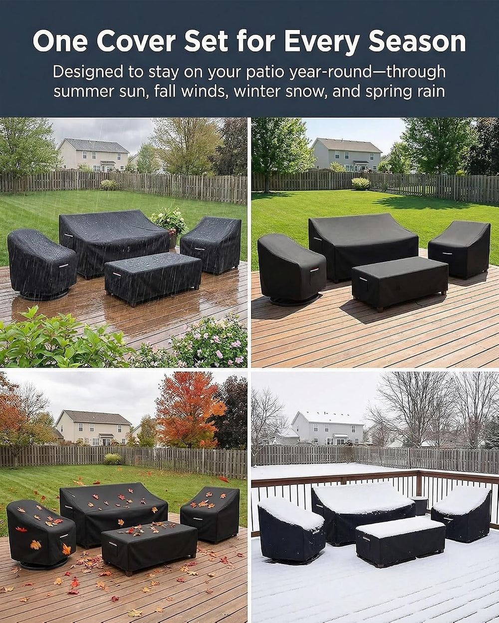 4-Piece Patio Furniture Cover Set, Waterproof Outdoor Furniture Covers for 3-...
