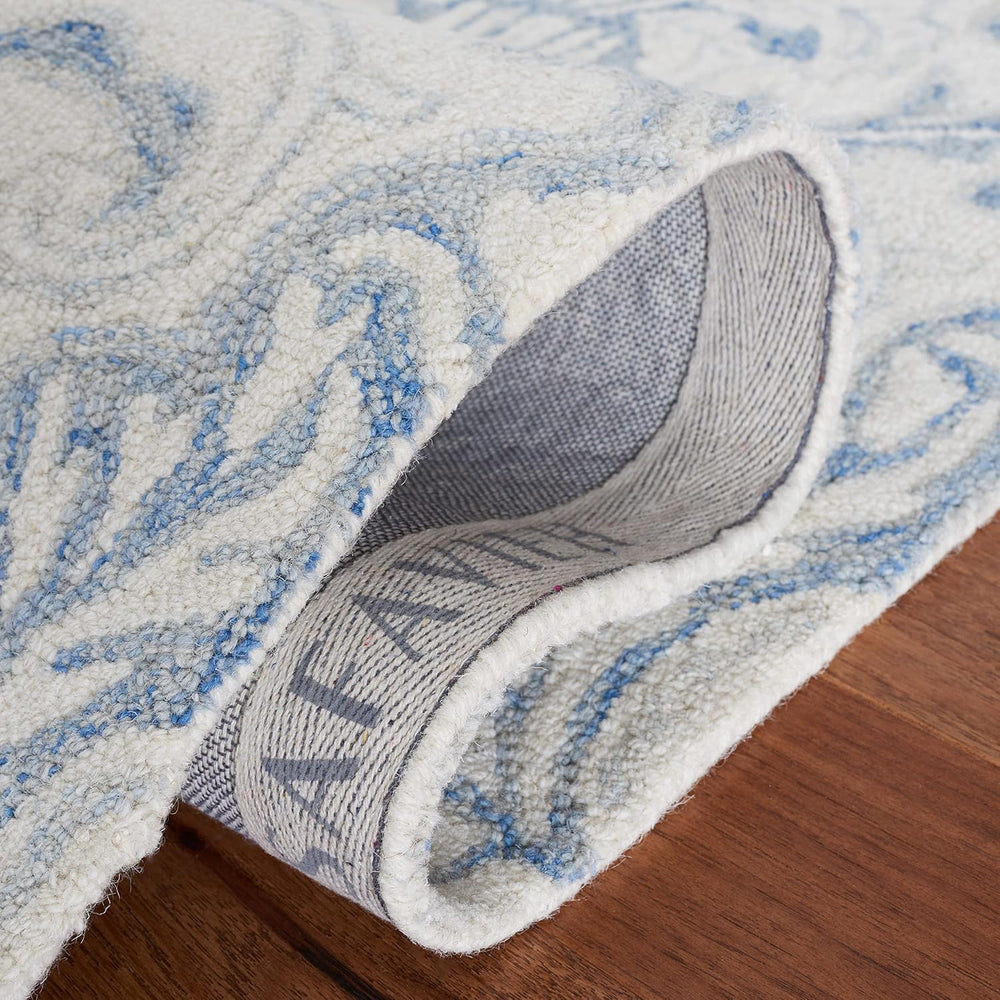 SAFAVIEH Micro-Loop Collection 10' x 14' IvoryBlue MLP532A Handmade P...