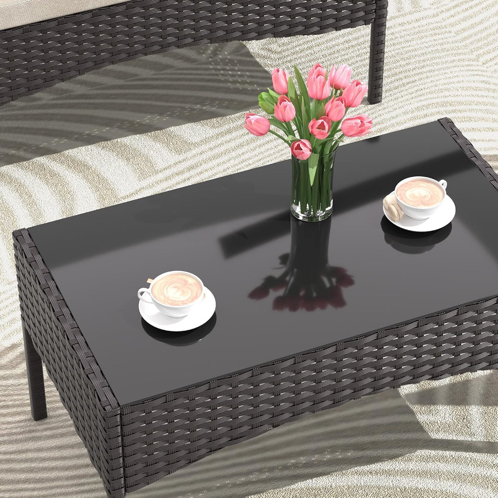 Gotland 8 Pieces Patio Furniture Set, Wicker Outdoor Furniture with 4 Chairs ...