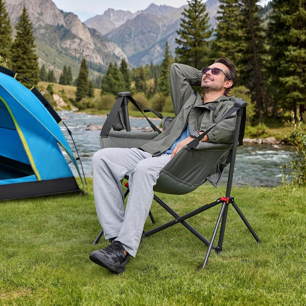 Hammock Camping Chair, Oversized Swinging Chair, 350LBS, Grey