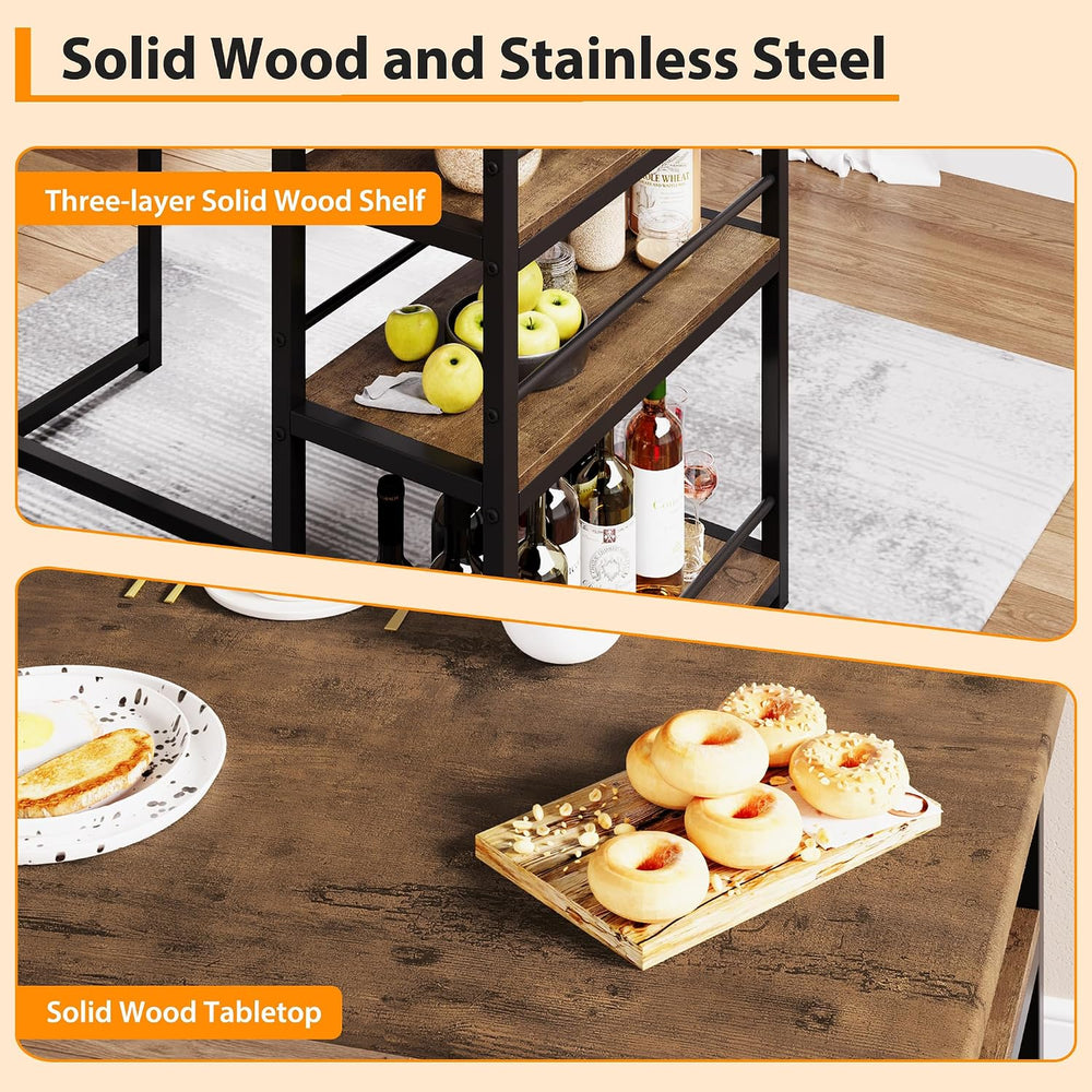 3-Piece Small Bar Table and Chairs Set for 2,Small Dining Table with 2 PU Cus...