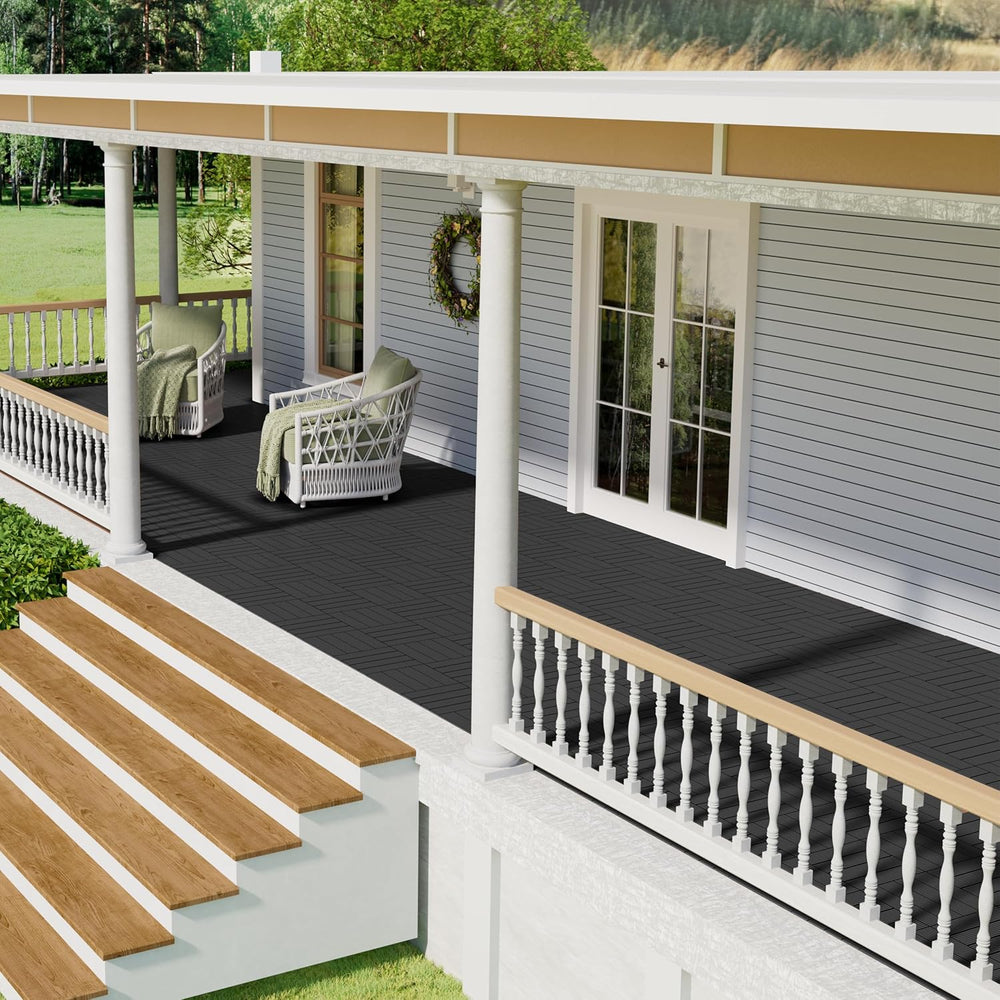 72 PCS Plastic Interlocking Deck Tiles - 12" x 12" Waterproof Indoo...