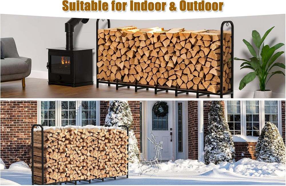 Gtongoko 8FT Firewood Rack Outdoor Heavy Duty Log Holder Wood Storage
