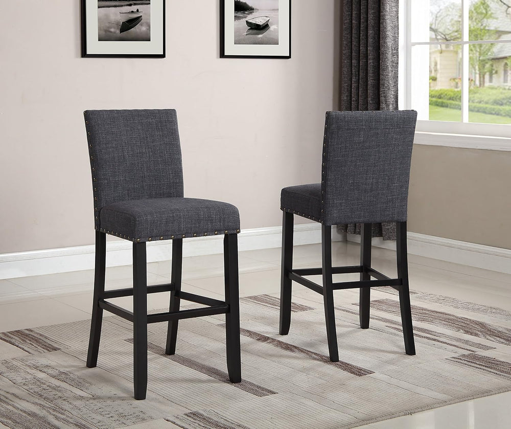 Roundhill Furniture PC164TA Biony Fabric Bar Stools with Nailhead Trim (Set o...