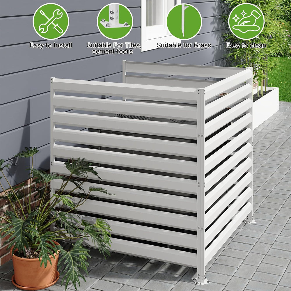 42” H x 38” W Air Conditioner Fence 3 Panels, Metal Privacy Fence Panels, Poo...
