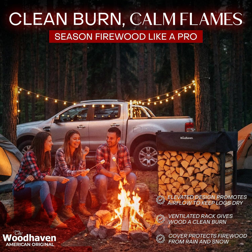 Woodhaven 3-Foot Firewood Rack – American Brand – ⅛ Plus Cord Raised Lumber S...