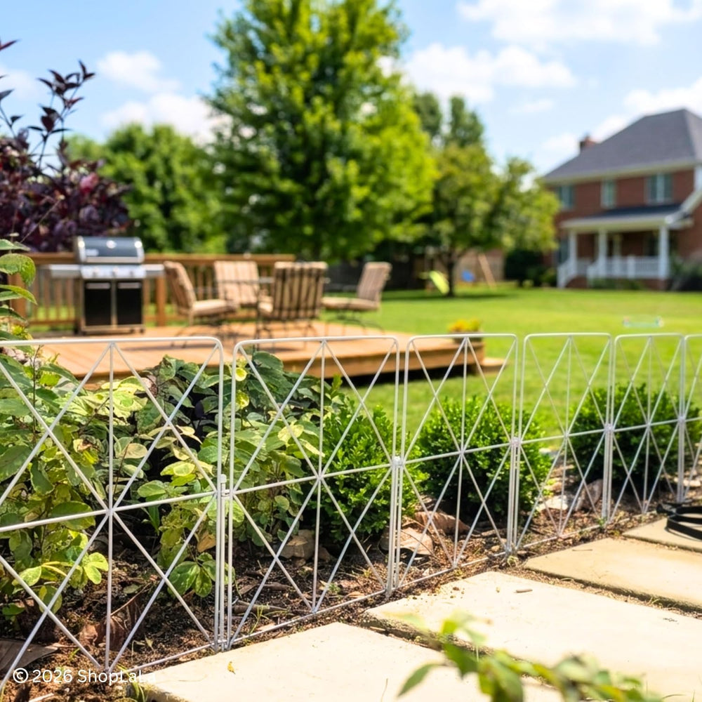 ShopLaLa Garden Fence (10 Panels) 12.5in(L) x 16.5in(H) Decorative White Meta...