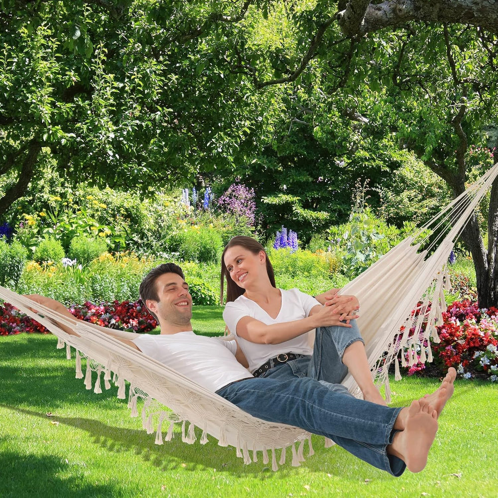 Hammock Hanging Swing Double Max 500lbs Macrame for Indoor Outdoor Patio Yard...