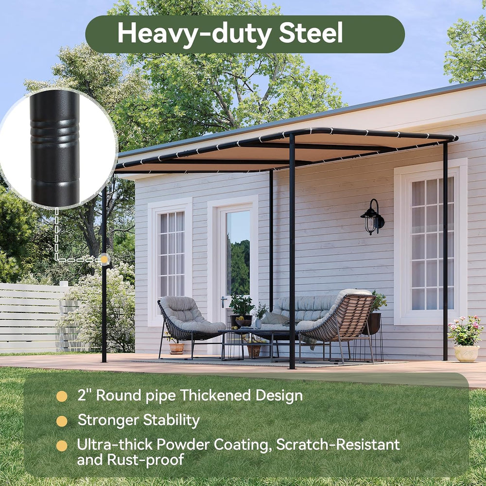 Aoxun 10x10 Lean-to Gazebo,Sloped Pergola Porch Canopy Awning for Patio