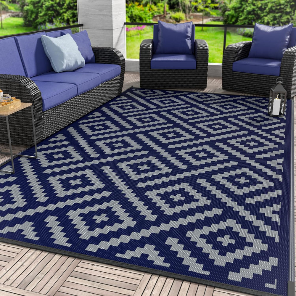 GENIMO Outdoor Rug for Patio Clearance, 10'x14' Waterproof Camping Ma...
