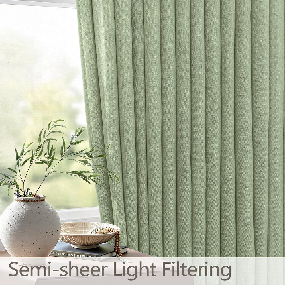 Sage Green Curtains 84 Inch Length 2 Panels for Bedroom Aesthetic Pinch Pleat...