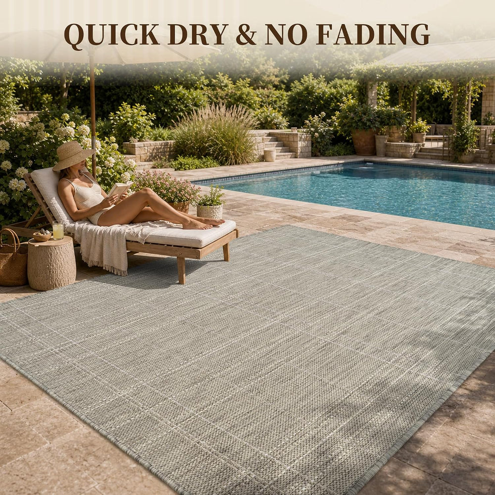 PADOOR-Grey Outdoor Rug-Patio Rug 8x10 ft Polypropylene Indoor Outdoor Rugs O...