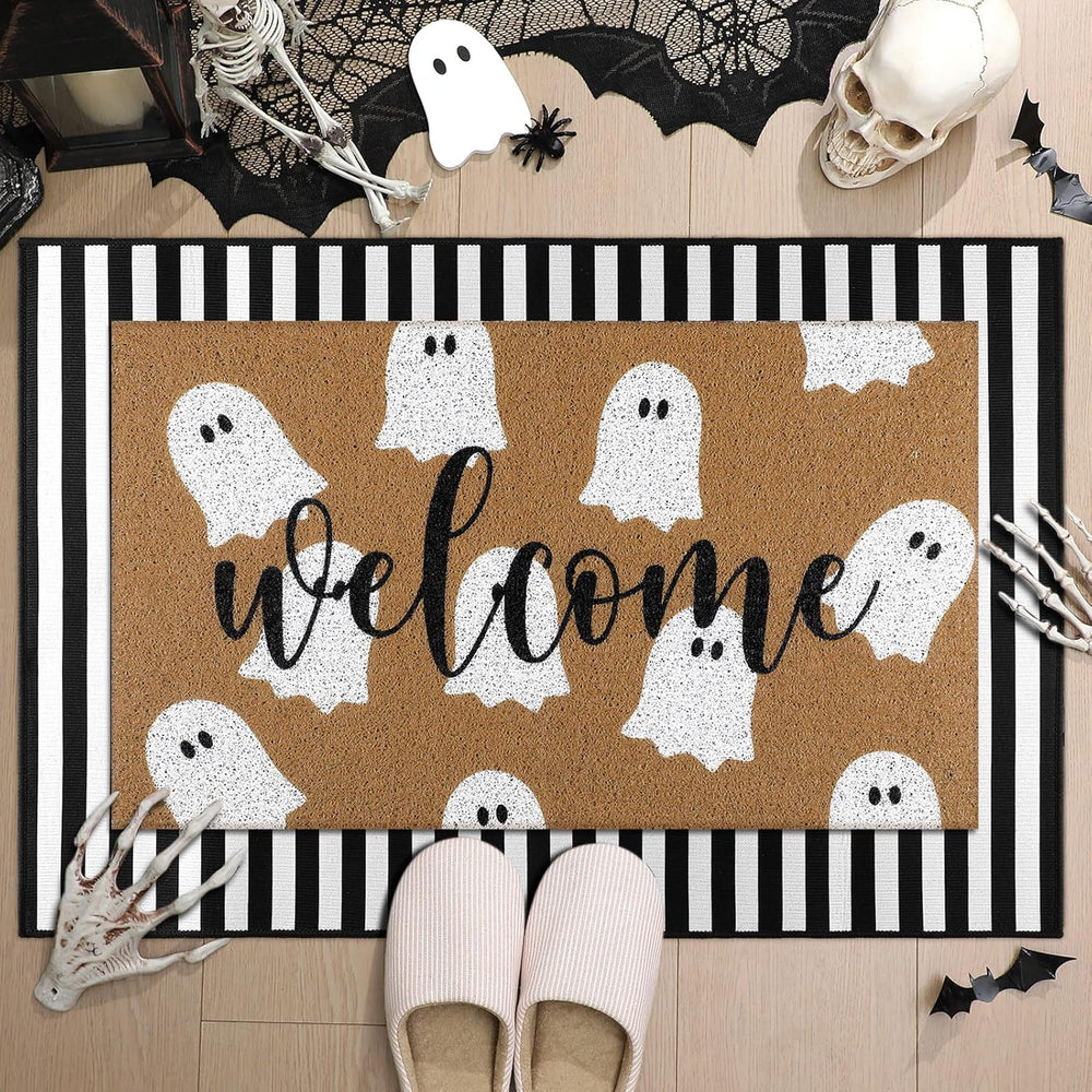 Tinideya 2 Pcs Door Mat Welcome Non Slip Coir Mats Floor Layering Doormats Se...