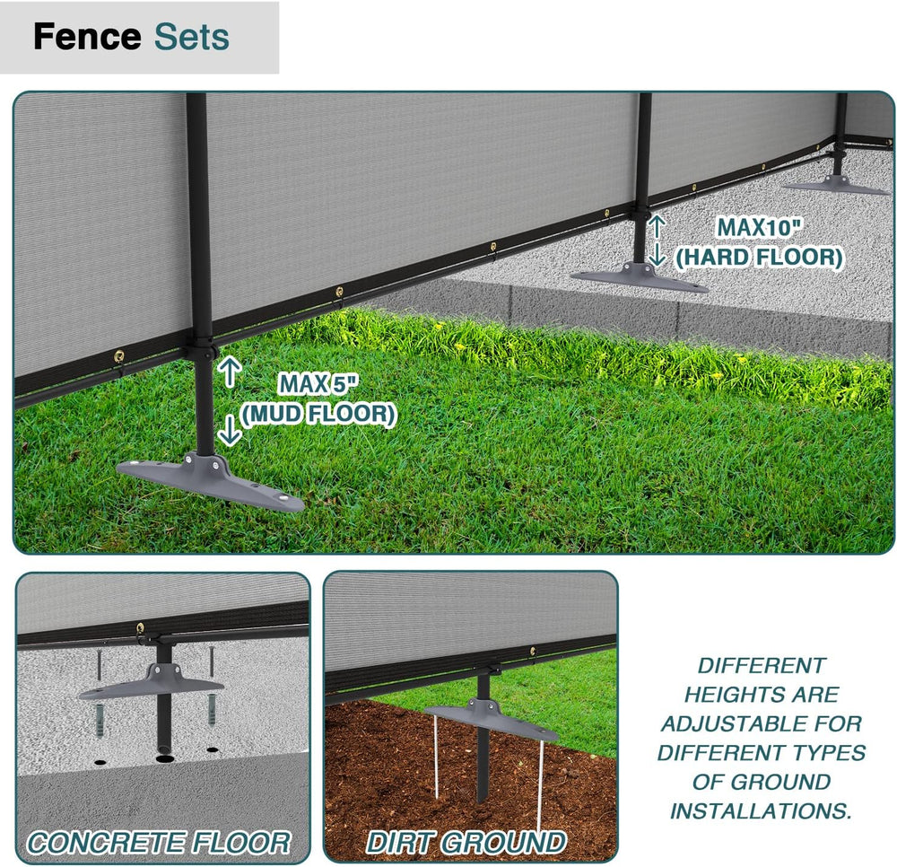 ECOOPTS Privacy Fence Set with Poles and Rails Ground Spikes Fence Kit for Ya...