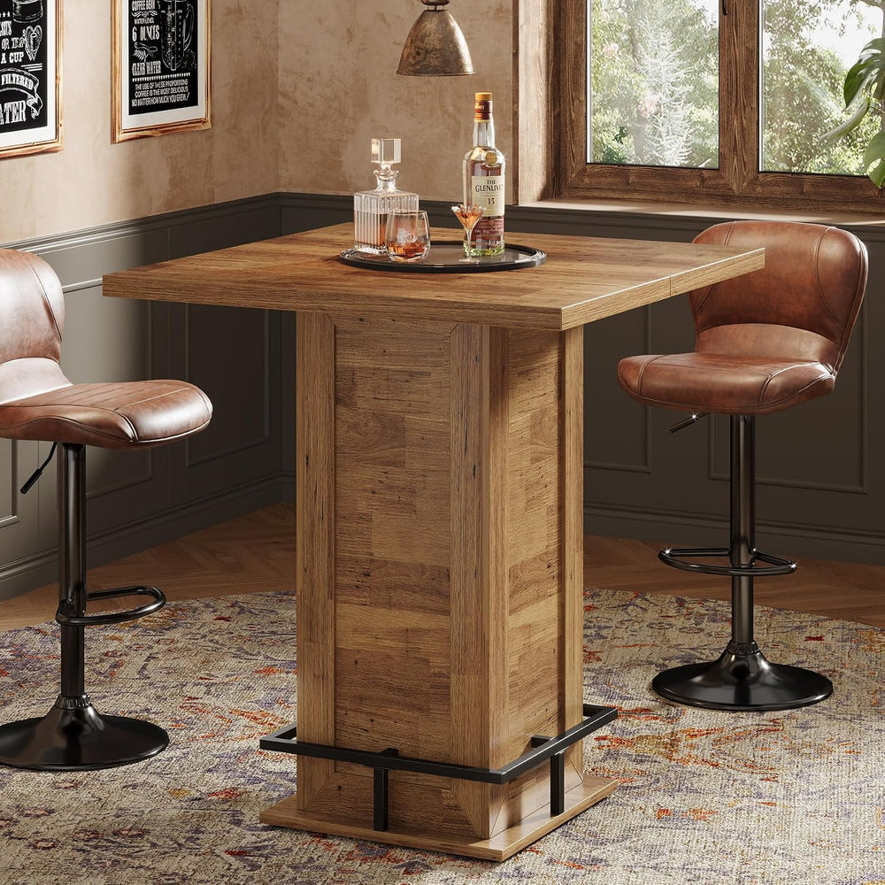 Tribesigns 39.4" H Square Bar Table, Industrial High Top Bistro Pub Cock...