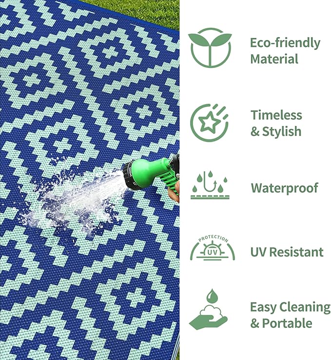 GENIMO Outdoor Rug for Patio Clearance, 6'x9' Waterproof Camping Mat,...