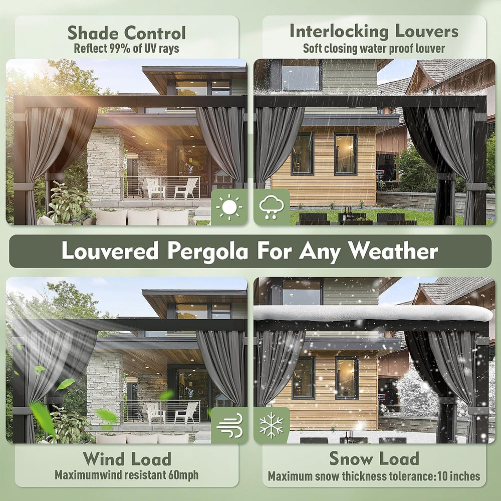 12'x20' Louvered Pergola with Aluminum Frame