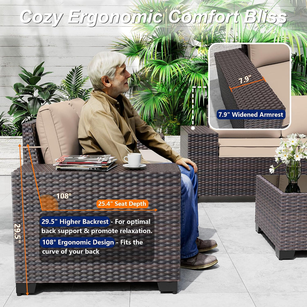 9 Pieces Patio Furniture Set with 2 Swivel Chairs Patio Furniture Outdoor Sec...