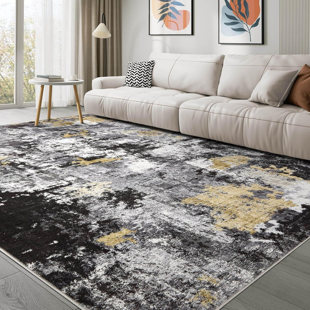 Washable 9x12 Area Rugs for Living Room: Abstract Modern Home Decor Rug