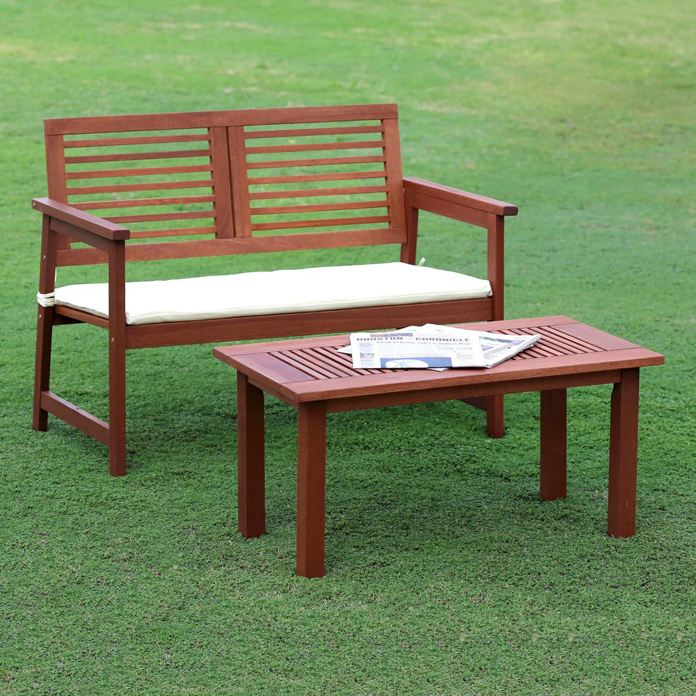 Furinno TIOMAN Outdoor Bench, Garden Bench with Back, for Patio, Garden, Porc...