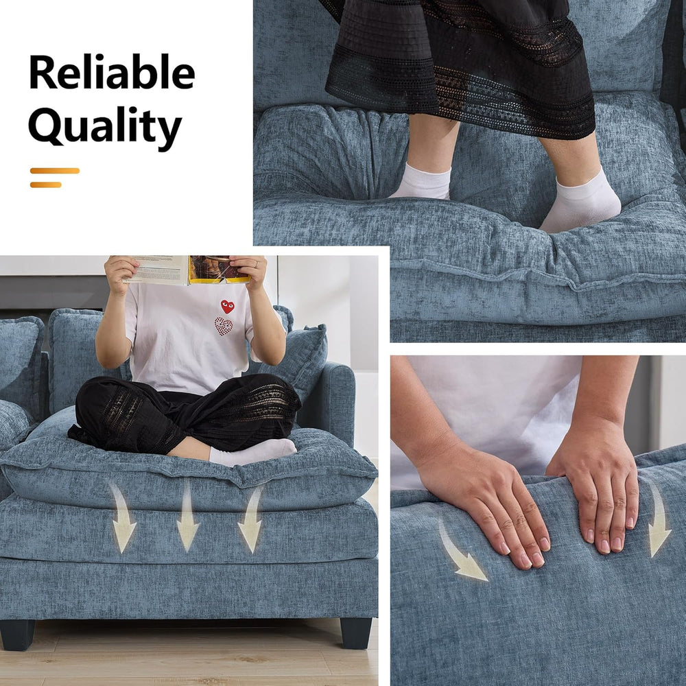 35‘’ Modern Chenille Cloud Sofa Ottoman,Rectangle Ottoman for Modular Section...