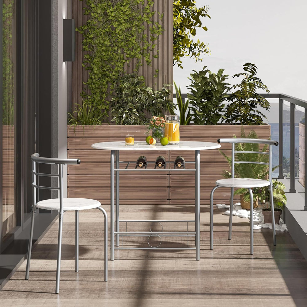 Yaheetech 3 Piece Dining Table Set for 2, Small Table and Chairs, White