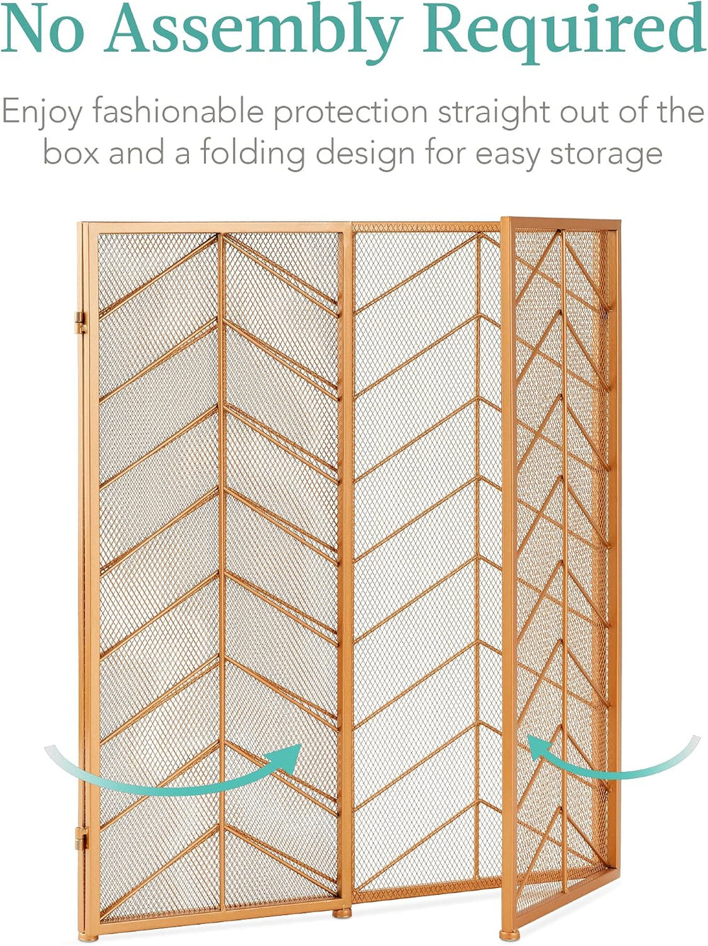 Best Choice Products 52x31in 3 Panel Chevron Fireplace Screen, Mid Century Mo...