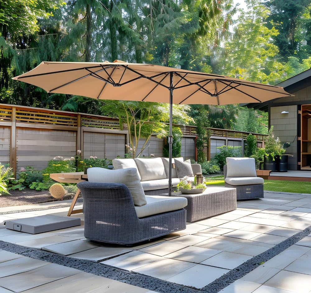 15ft Large Outdoor Patio Umbrella with Base Included