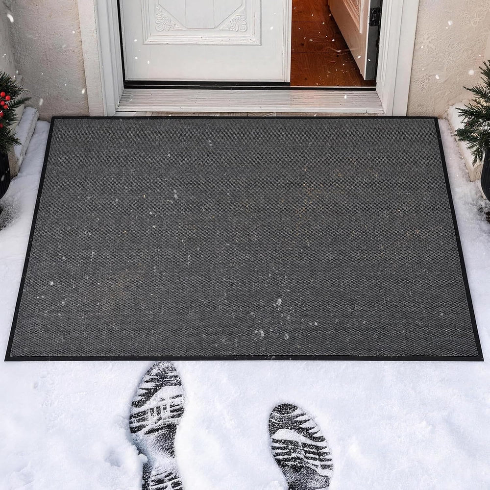 Front Door Mat Outside Entrance, Heavy Duty Non Slip Doormat, Dark Grey