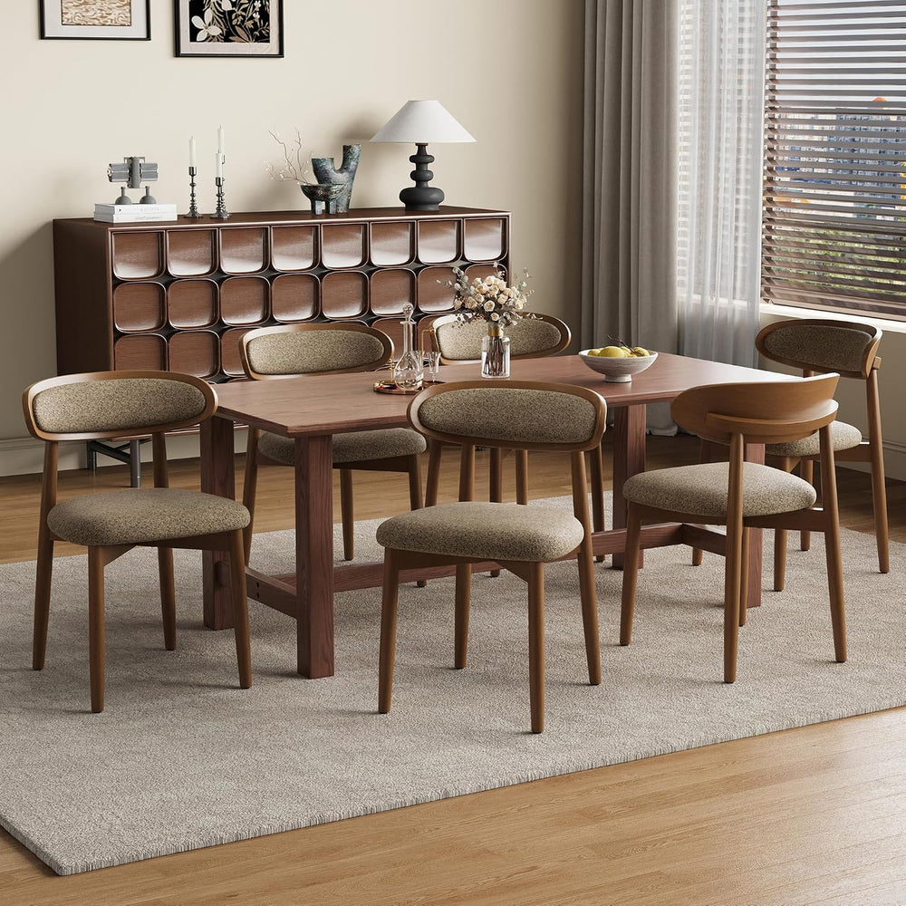 Dining Chairs Set of 6, Upholstered Dining Room Chairs with Solid Wood Legs