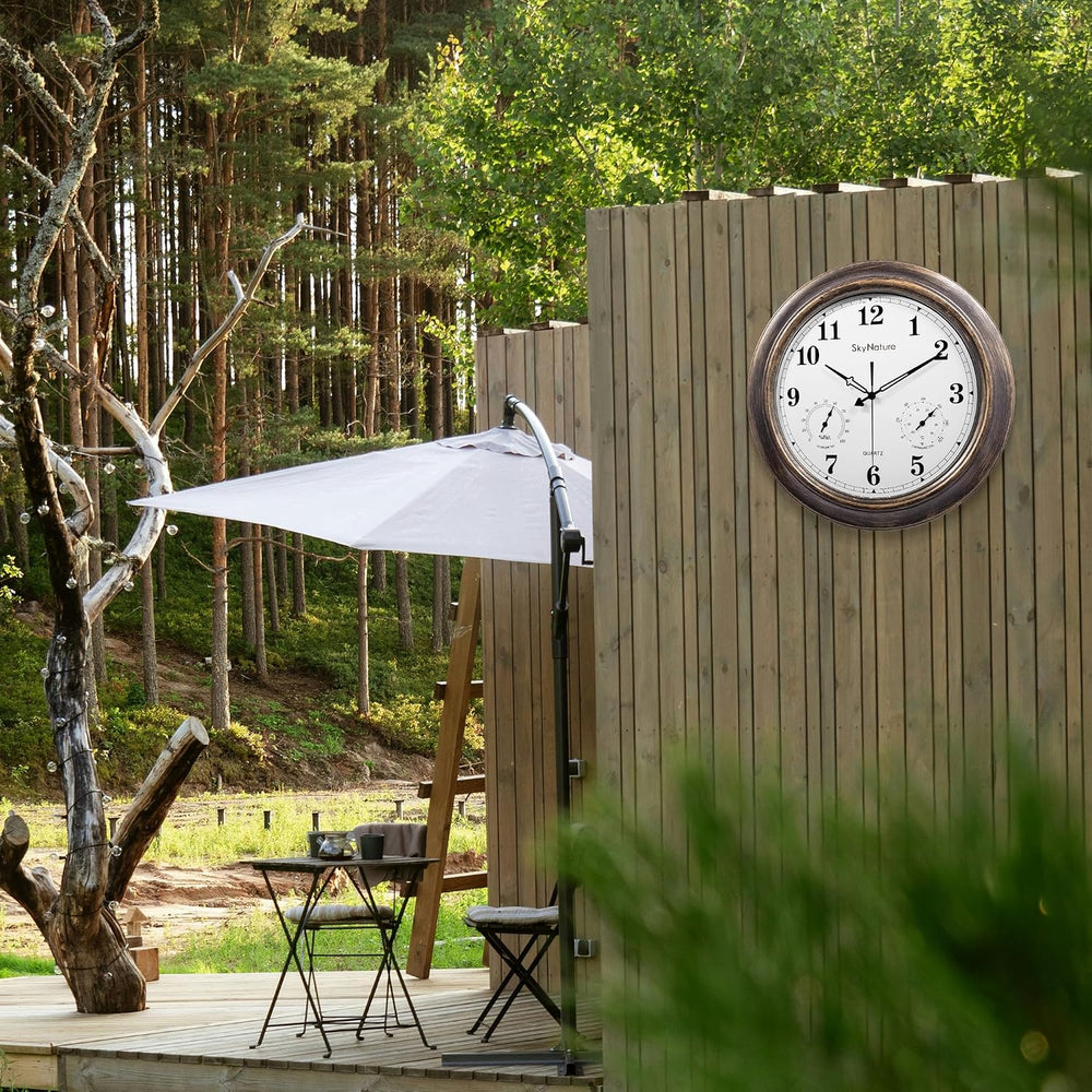 Outdoor Clock 18 Inch, Large Outdoor Clocks Waterproof Weatherproof with Ther...