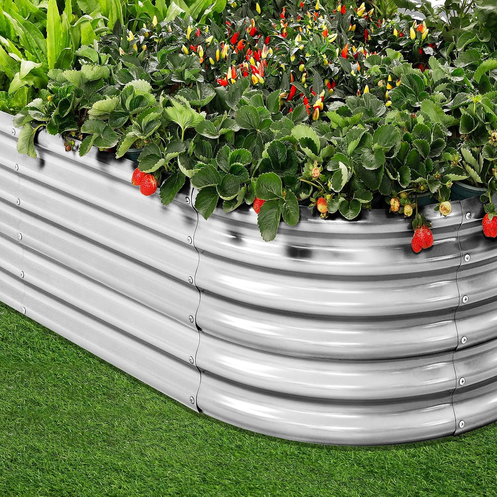 Land Guard 4×2×1.5ft Galvanized Raised Garden Bed Kit, Galvanized Planter Gar...