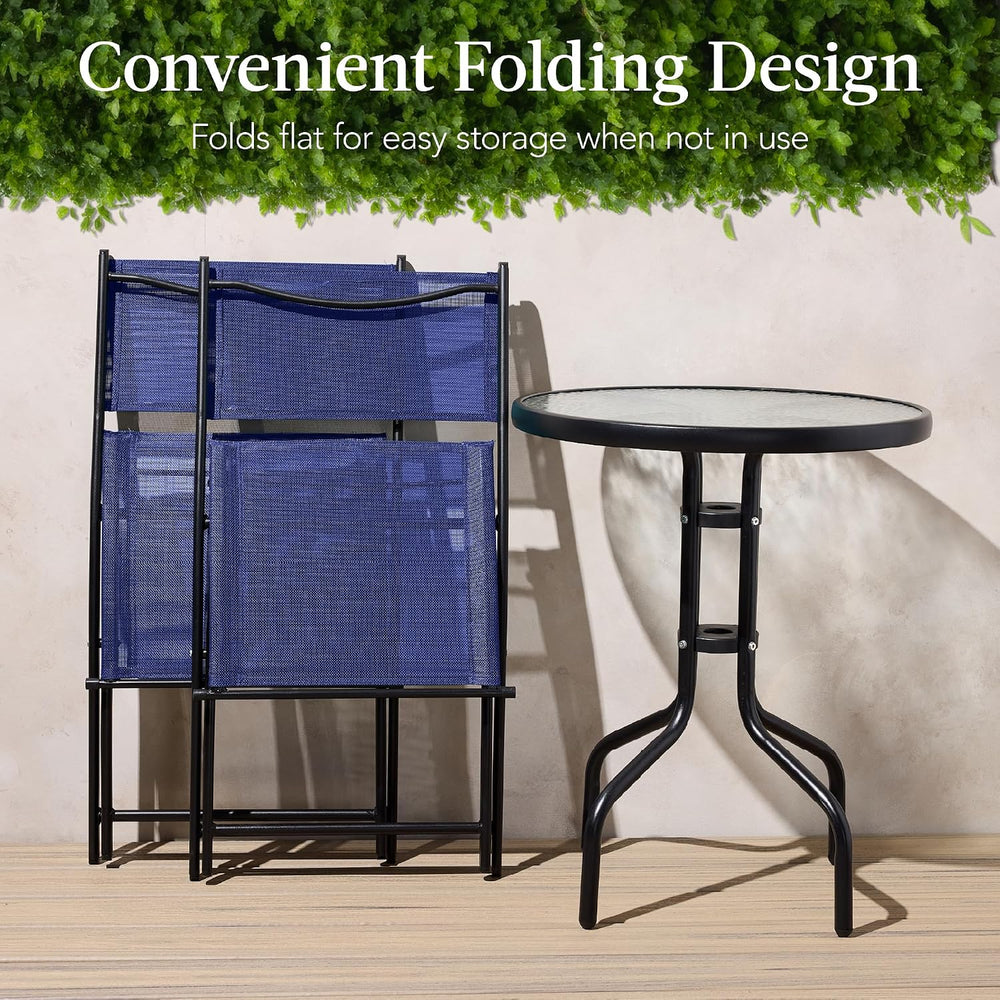 Best Choice Products 3-Piece Patio Bistro Dining Furniture Set w/Textured Gla...