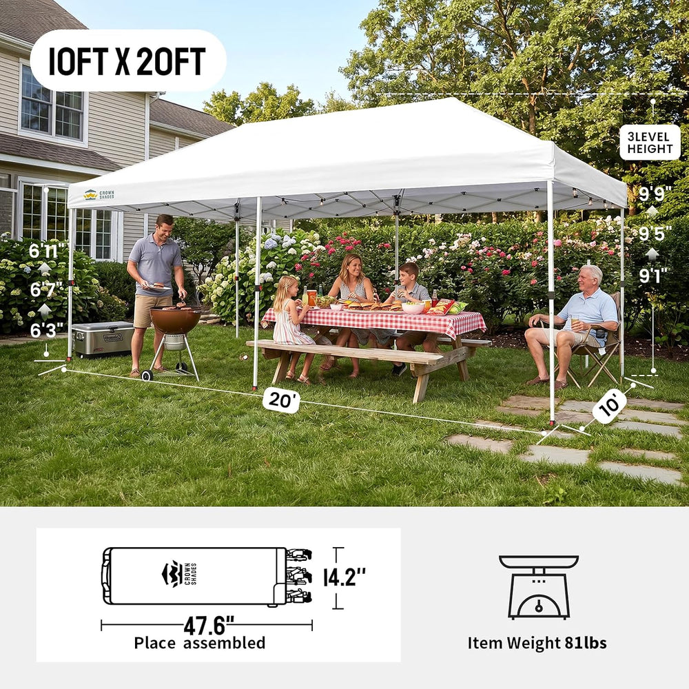 CROWN SHADES 10x20 Pop Up Canopy Tent, Event Shelter,White